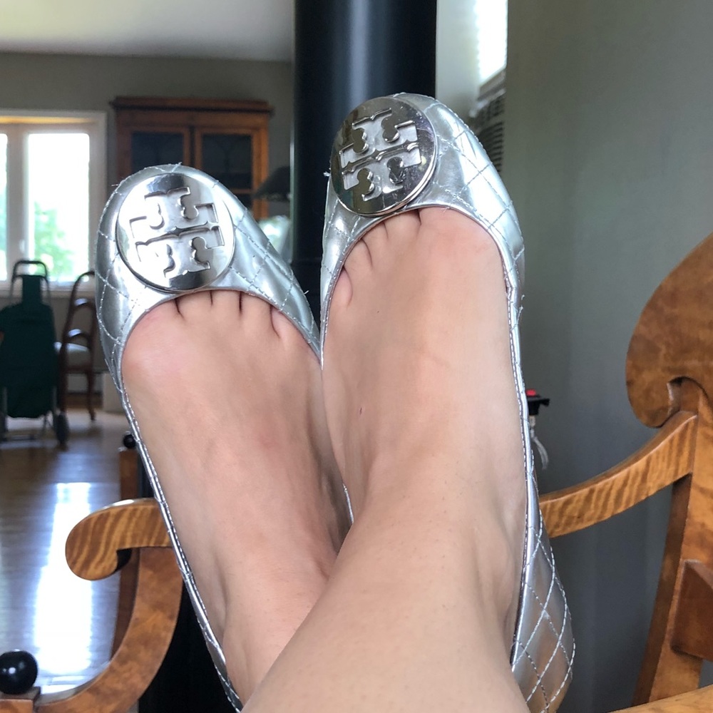 Tory Burch Silver Flats- RARE
